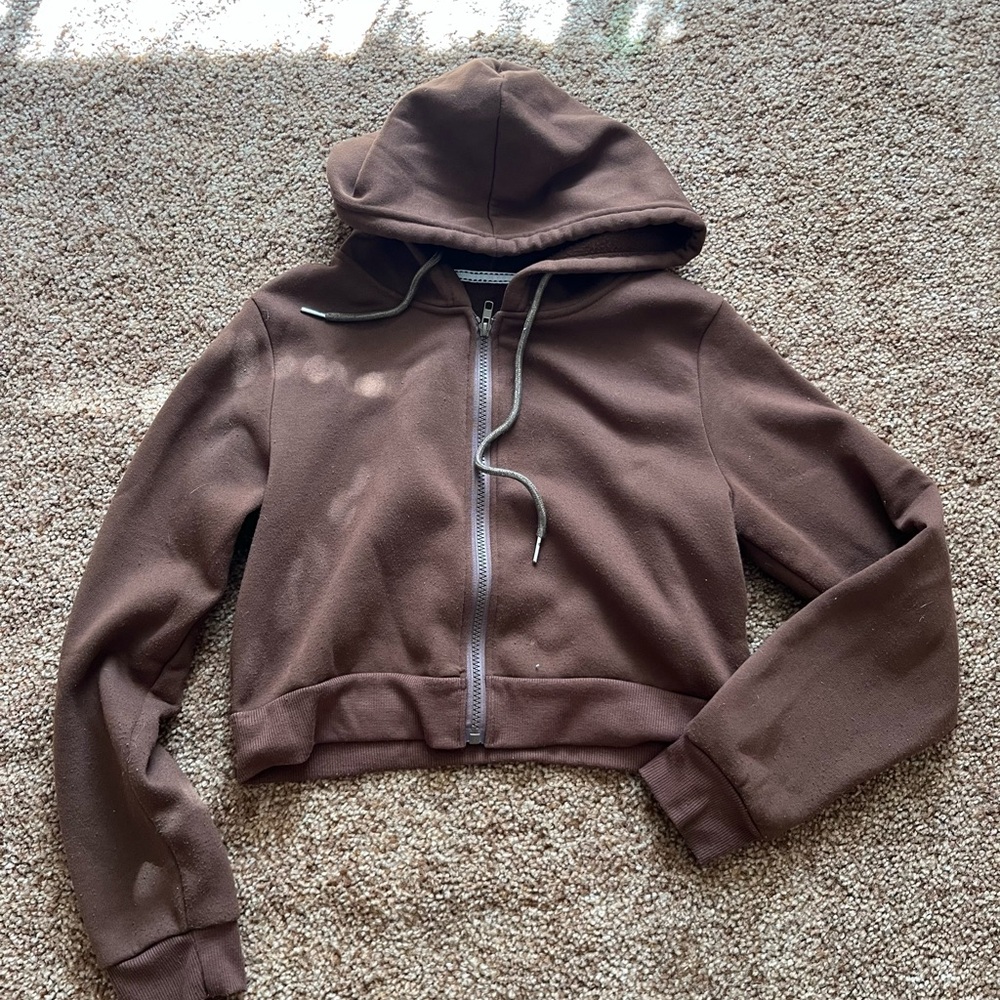 Brown Cropped Hoodie